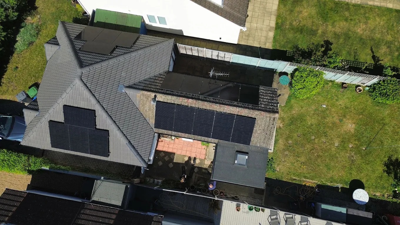 Both roof slopes, seen from the drone