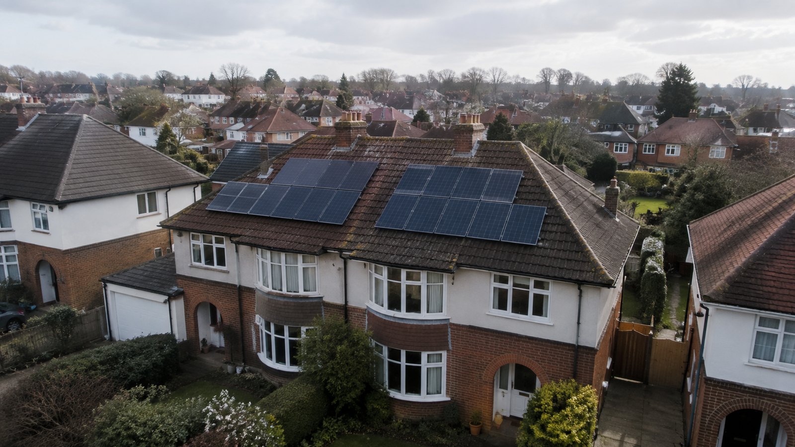 Array across both roof slopes