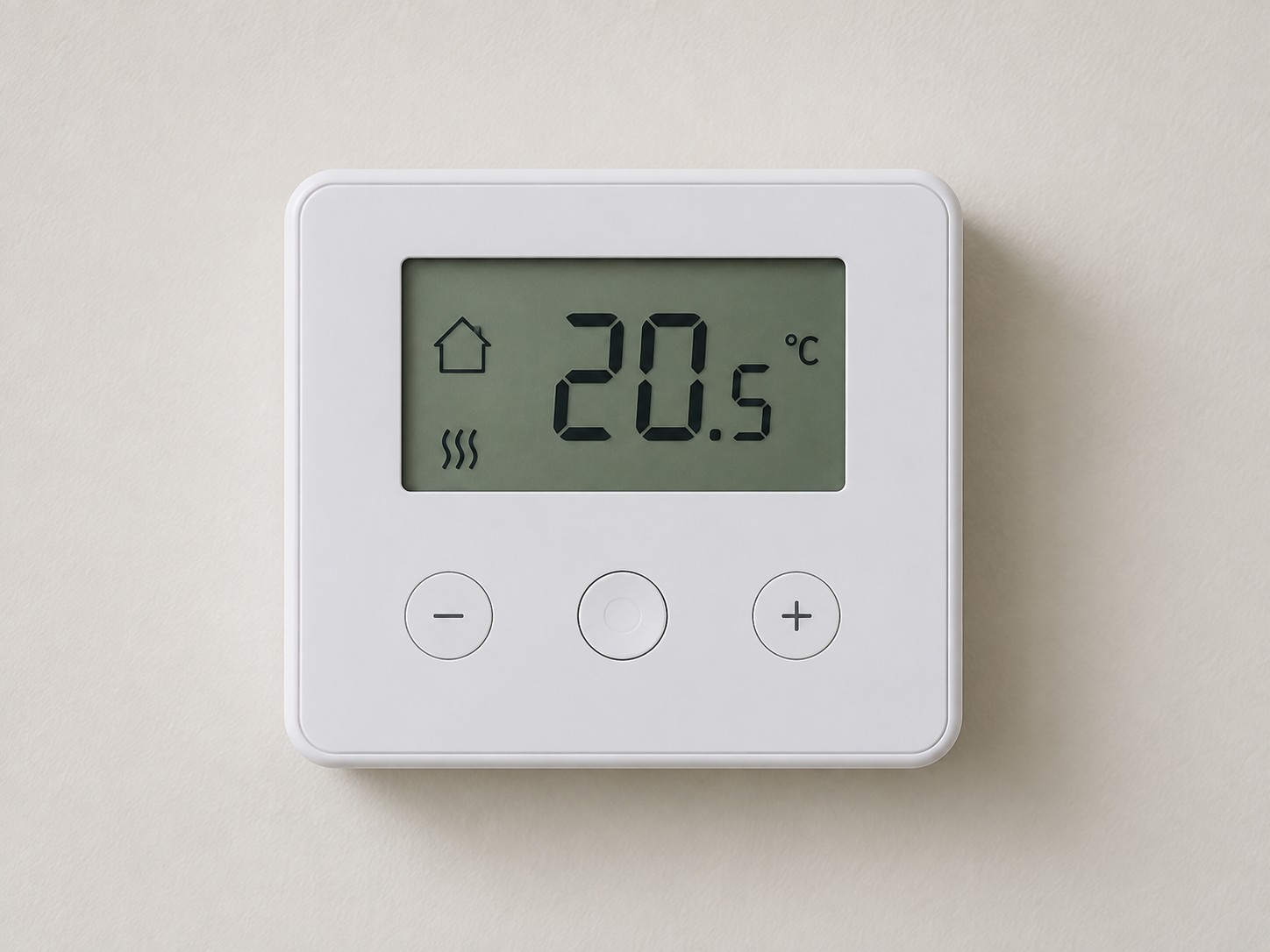 A wall thermostat showing the room temperature