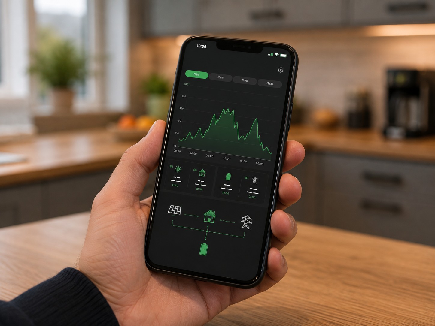 A phone showing the battery monitoring app