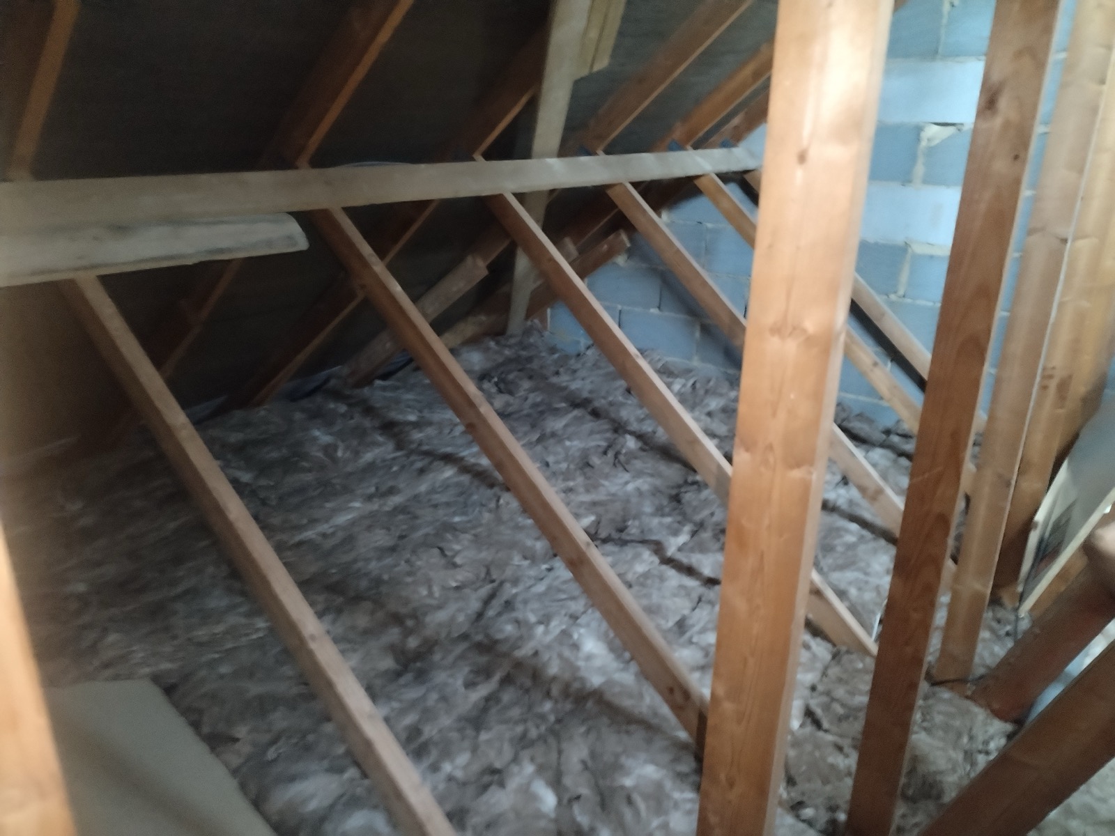 A wide view of a completed loft insulation job