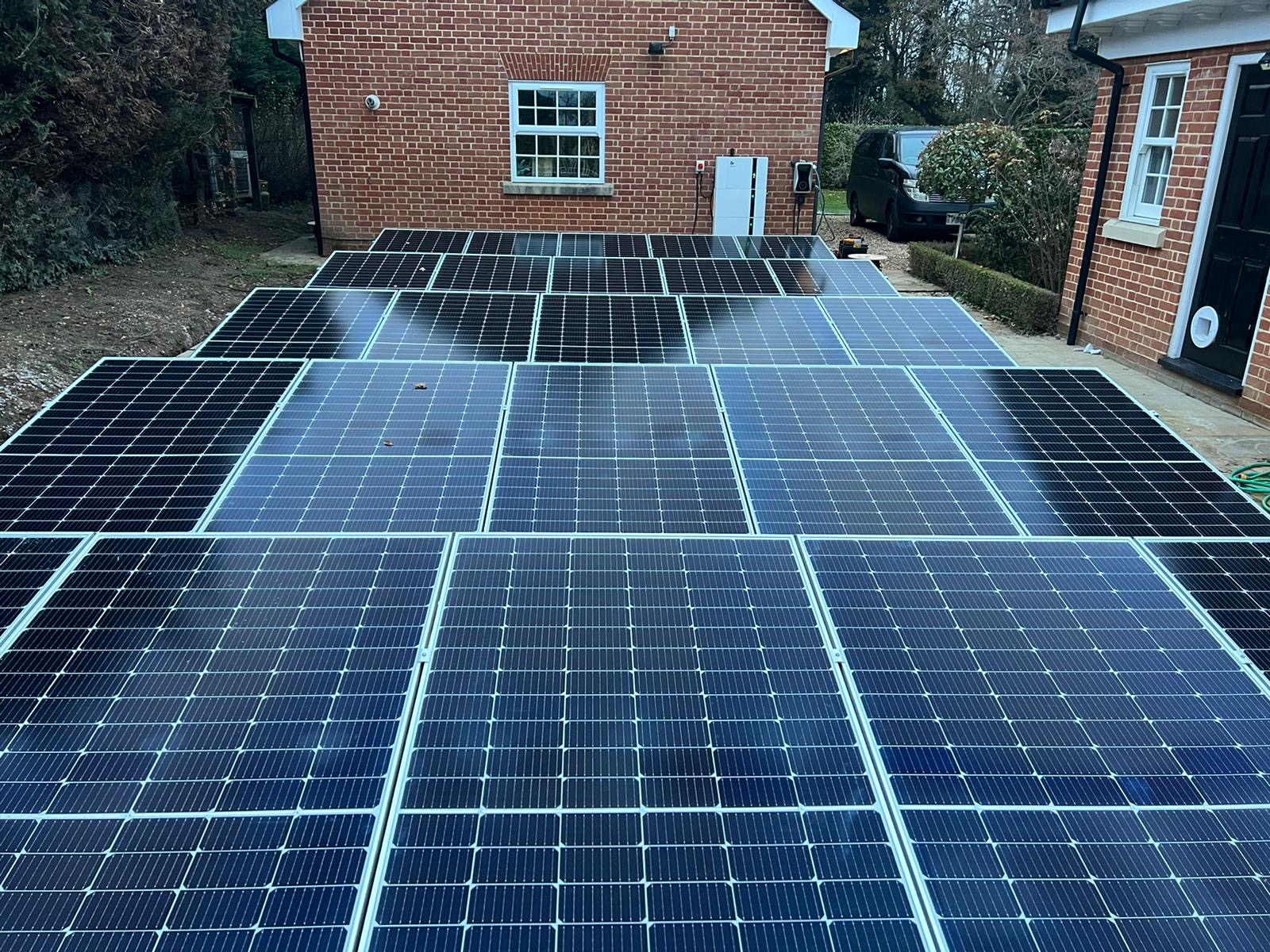 A large solar array on a flat roof